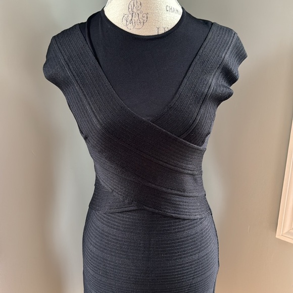 Christian Dior cross top bodycon bandage dress black EUC size Small - Picture 3 of 12